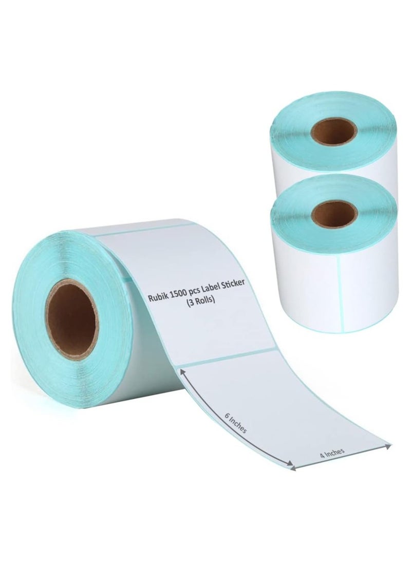 Rubik - 1500pcs Self Adhesive Barcode Label Sticker (3 Rolls 4x6 inch), Three-Proof Direct Thermal Paper Labels, Horizontal and Single Row For Shipping Mailing Postage (100 x 150 mm) - Image 1