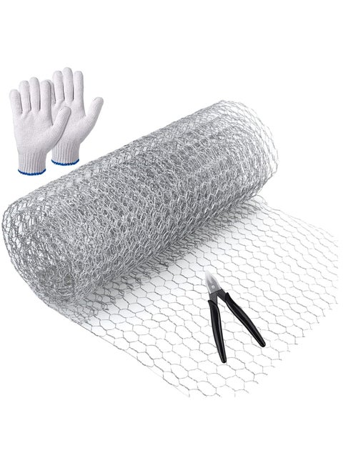 Chicken Wire Mesh Roll, Chicken Wire Fence, Strong Galvanized Wire Mesh Fence, Hexagonal Fine Mesh Garden Fence