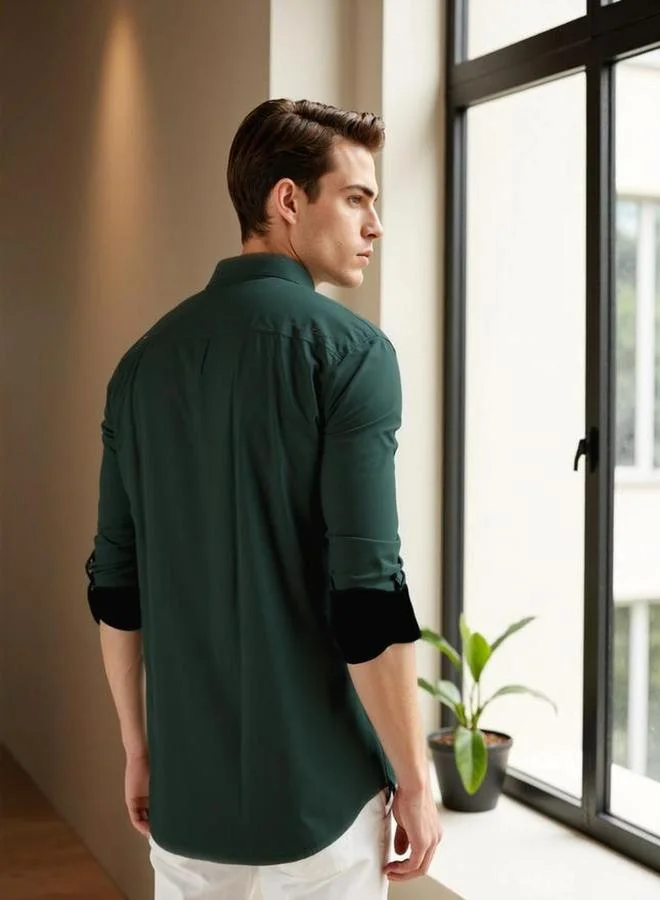 Dennis Lingo Dennis lingo Men Solid Spread Collar Casual Shirt