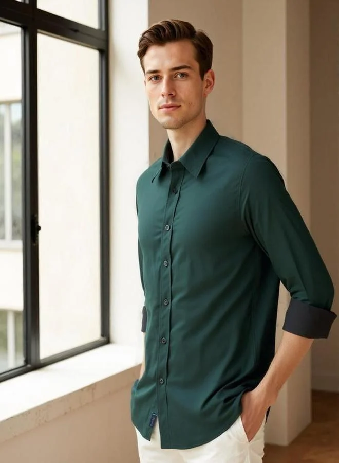 Dennis Lingo Dennis lingo Men Solid Spread Collar Casual Shirt