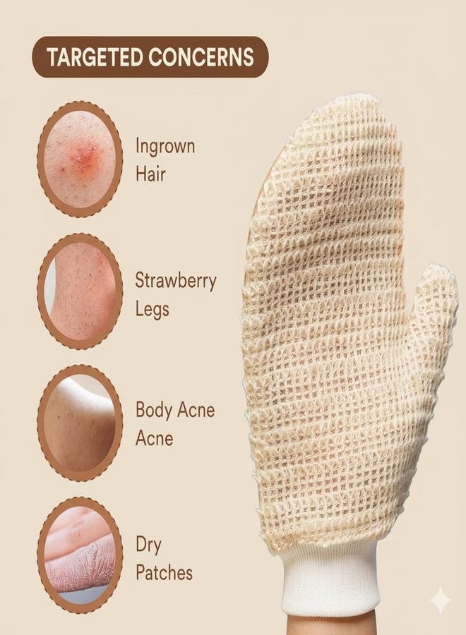 Organic B Natural Exfoliating Bath Glove | Exfoliating Glove for Ingrown Hair & Strawberry Legs | Made with Ramie Fabric | Gently Removes Dead Skin Cells | Suitable for Sensitive Skin (Right Hand) - Image 2