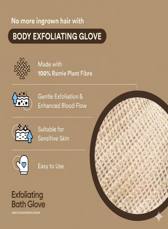 Organic B Natural Exfoliating Bath Glove | Exfoliating Glove for Ingrown Hair & Strawberry Legs | Made with Ramie Fabric | Gently Removes Dead Skin Cells | Suitable for Sensitive Skin (Right Hand) - Image 3