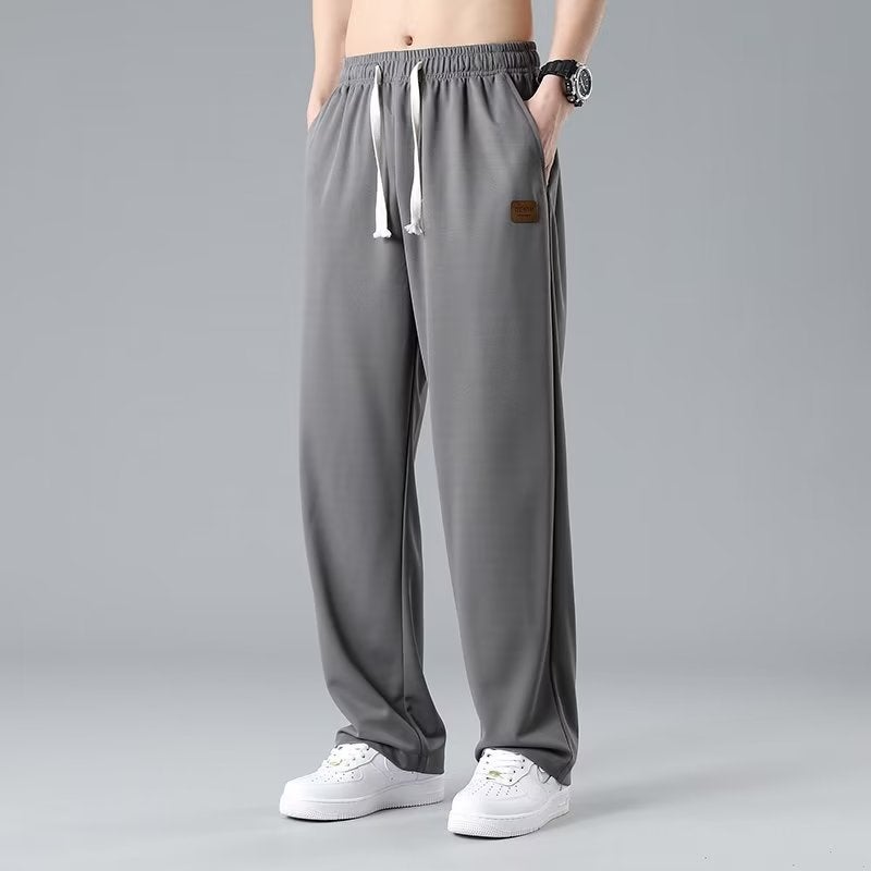 Spring And Autum Straight-Leg Sweatpants For Men, American-Style Drapey Wide-Leg Pants For Boys, Korean Style Casual Loose Sports Long Pants For Men - Image 1
