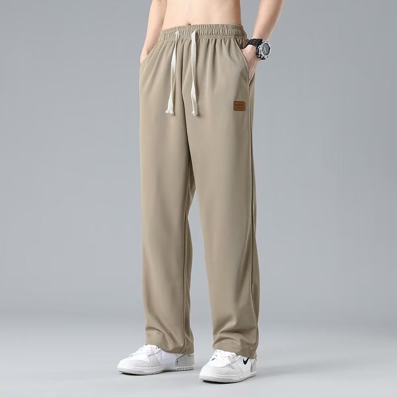 Spring And Autum Straight-Leg Sweatpants For Men, American-Style Drapey Wide-Leg Pants For Boys, Korean Style Casual Loose Sports Long Pants For Men - Image 4