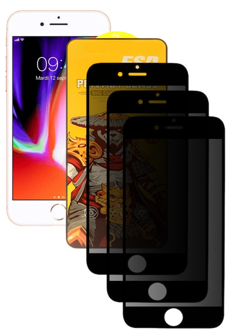 ESD 3 Pieces Tempered Dustproof Privacy Glass Screen Protector Compatible For iPhone 8 - Image 1