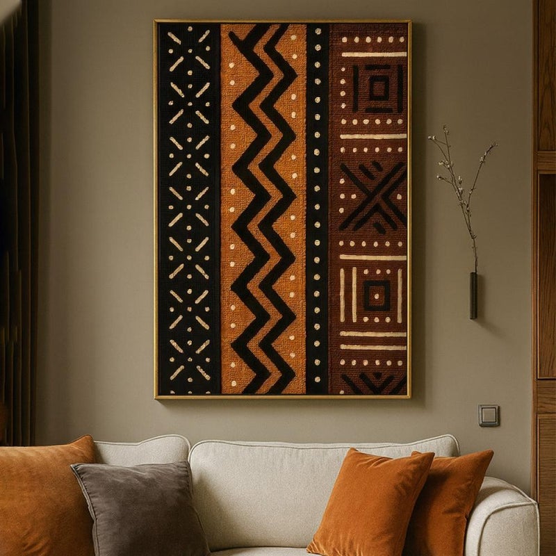 Marktna One canvas print with a Najdi art design and a hollow frame, measuring (120x80) cm. - Image 2