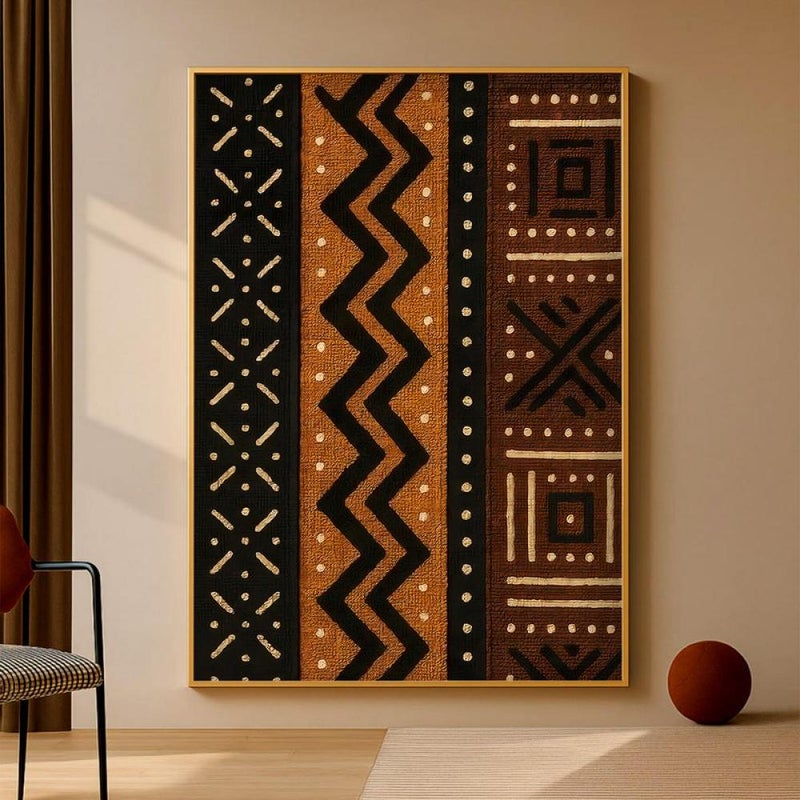 Marktna One canvas print with a Najdi art design and a hollow frame, measuring (120x80) cm. - Image 3