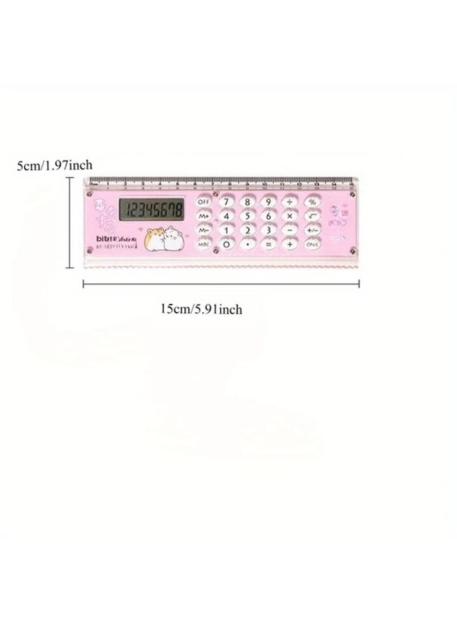 Multifunctional Ultra Thin Ruler With Calculator 4 Random Colors Portable Desktop Tool - Image 4