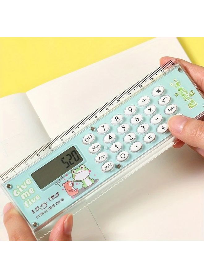 Multifunctional Ultra Thin Ruler With Calculator 4 Random Colors Portable Desktop Tool - Image 3