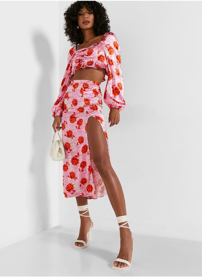TOPSHOP Tie Detail Floral Print Top  - Image 4