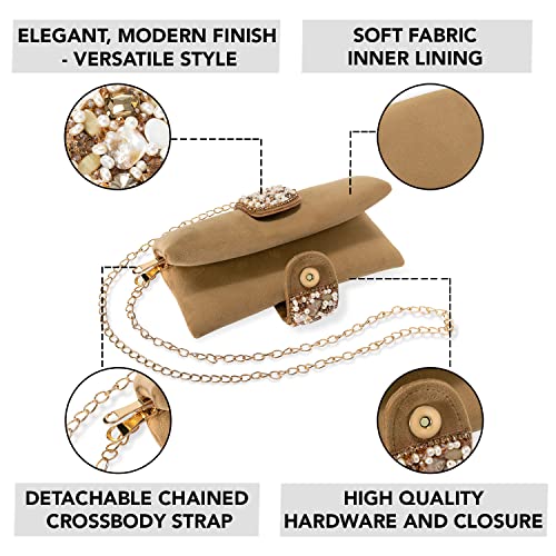 Peora Clutch Purses For Women Wedding Handmade Evening Handbags Party Bridal Clutch Bag - Brown - Image 3
