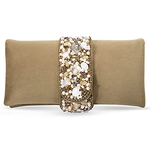 Peora Clutch Purses For Women Wedding Handmade Evening Handbags Party Bridal Clutch Bag - Brown - Image 1