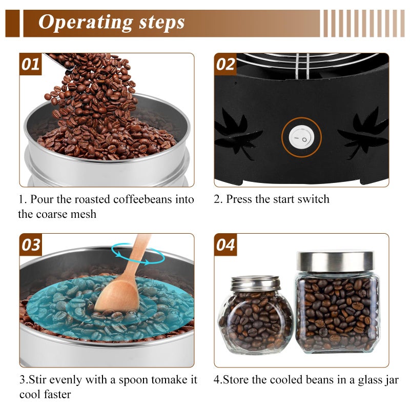 JIAWANSHUN JIAWANSHUN 1.1lb Coffee Bean Cooler Electric Coffee Beans Cooling Machine No Chaff for Home Coffee Use, Not Coffee Roaster(110V, black)  - Image 4
