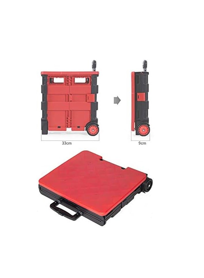 25kg Folding Shopping Trolley Cart with Wheels, Collapsible Grocery Storage Boot Box  - Image 4