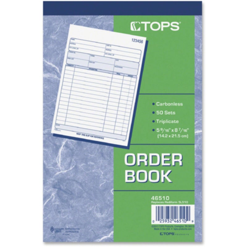 TOPS Sales Order Book, 3-Part, Carbonless, White/Canary/Pink, 5-9/16 x 7-15/16 Inches, 50 Sets per Book (46510) - Image 4