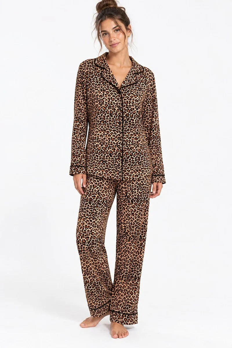 Hiccup Leopard Print Pajama Set