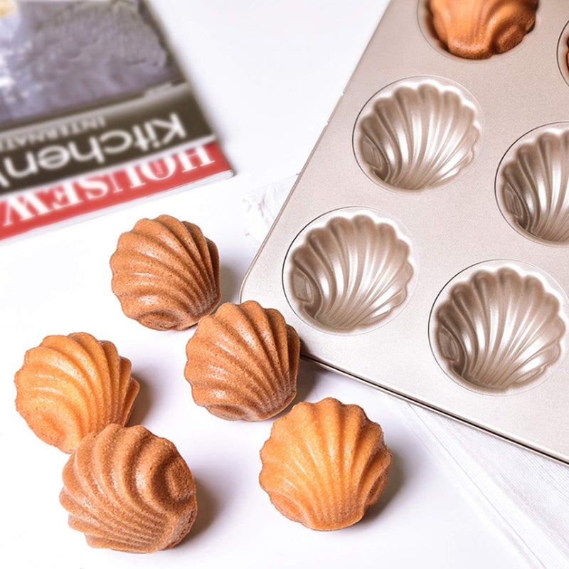 Beasea 3 Pack Madeleine Pans, 10x7 Inch 6 Cavity Nonstick Cat Shaped Cake Cookies Pan Carbon Steel Madeleine Mold Shell Madeline Pan - Image 4