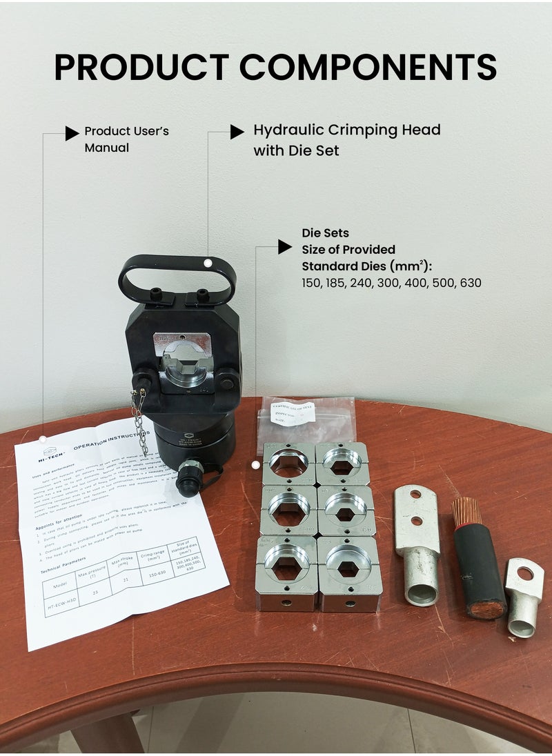 Hi-Tech Hydraulic Crimping Head with Complete Die Set (150-630 mm²)  - Image 3