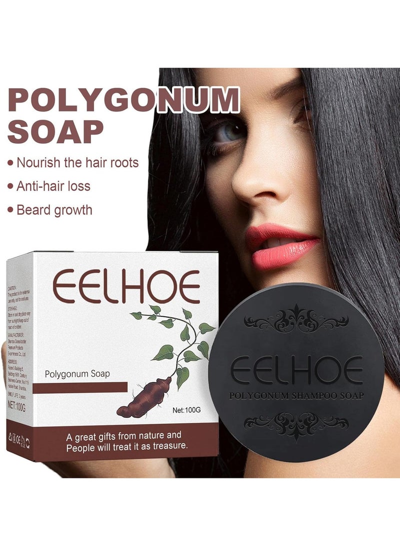EELHOE 100G Polygonum Multiflorum Shampoo Soap White Hair To Black Natural Hair Darkening Nourishing Smoothing Hair Growth And Repair Cleaning Soap - Image 4