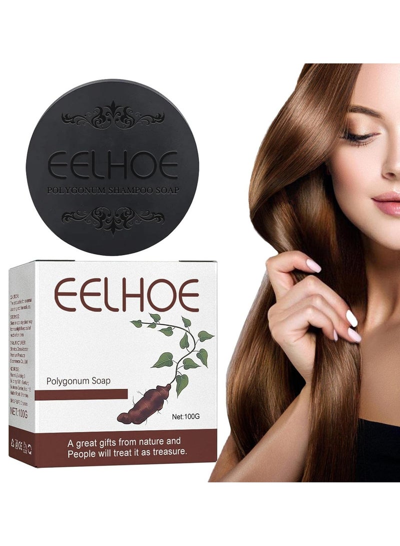 EELHOE 100G Polygonum Multiflorum Shampoo Soap White Hair To Black Natural Hair Darkening Nourishing Smoothing Hair Growth And Repair Cleaning Soap - Image 3
