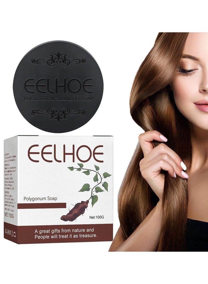 EELHOE 100G Polygonum Multiflorum Shampoo Soap White Hair To Black Natural Hair Darkening Nourishing Smoothing Hair Growth And Repair Cleaning Soap - Image 1