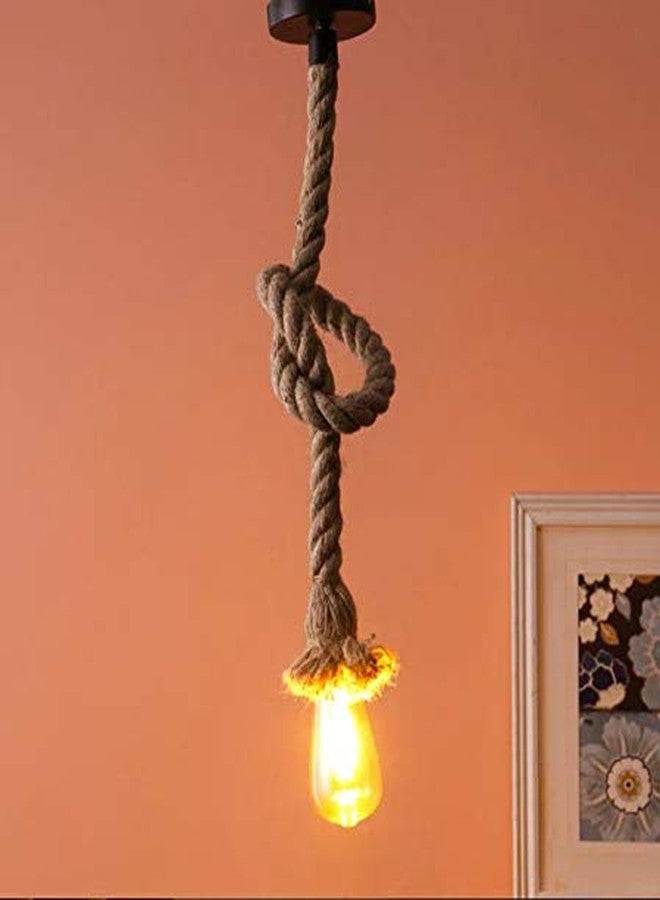 Areezo Rope Natural Fiber Single Vintage Ceiling Hanging Pendant Light Lamp - (Brown) (Pack of 1) - Image 1