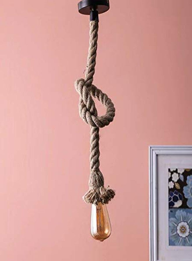 Areezo Rope Natural Fiber Single Vintage Ceiling Hanging Pendant Light Lamp - (Brown) (Pack of 1) - Image 2