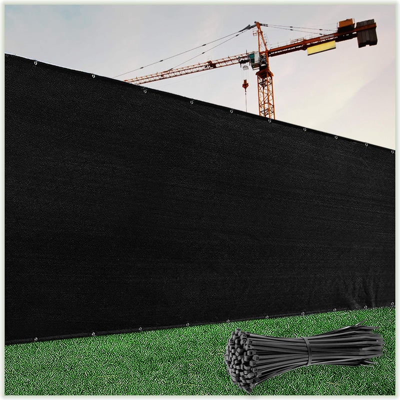 ColourTree 5' x 50' Black Fence Privacy Screen Windscreen Cover Fabric Shade Tarp Netting Mesh Cloth - Commercial Grade 170 GSM - Cable Zip Ties Included - We Make Custom Size - Image 1