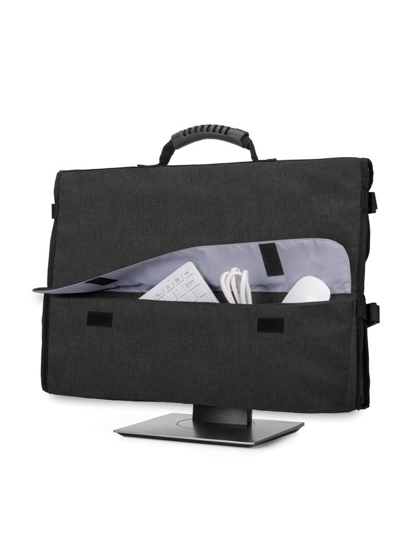 CURMIO CURMIO 24 Inch Monitor Carrying Case, Universal 24" Computer Monitor Bag with Rubber Handle and Pockets, Black (Patented Pending)  - Image 2