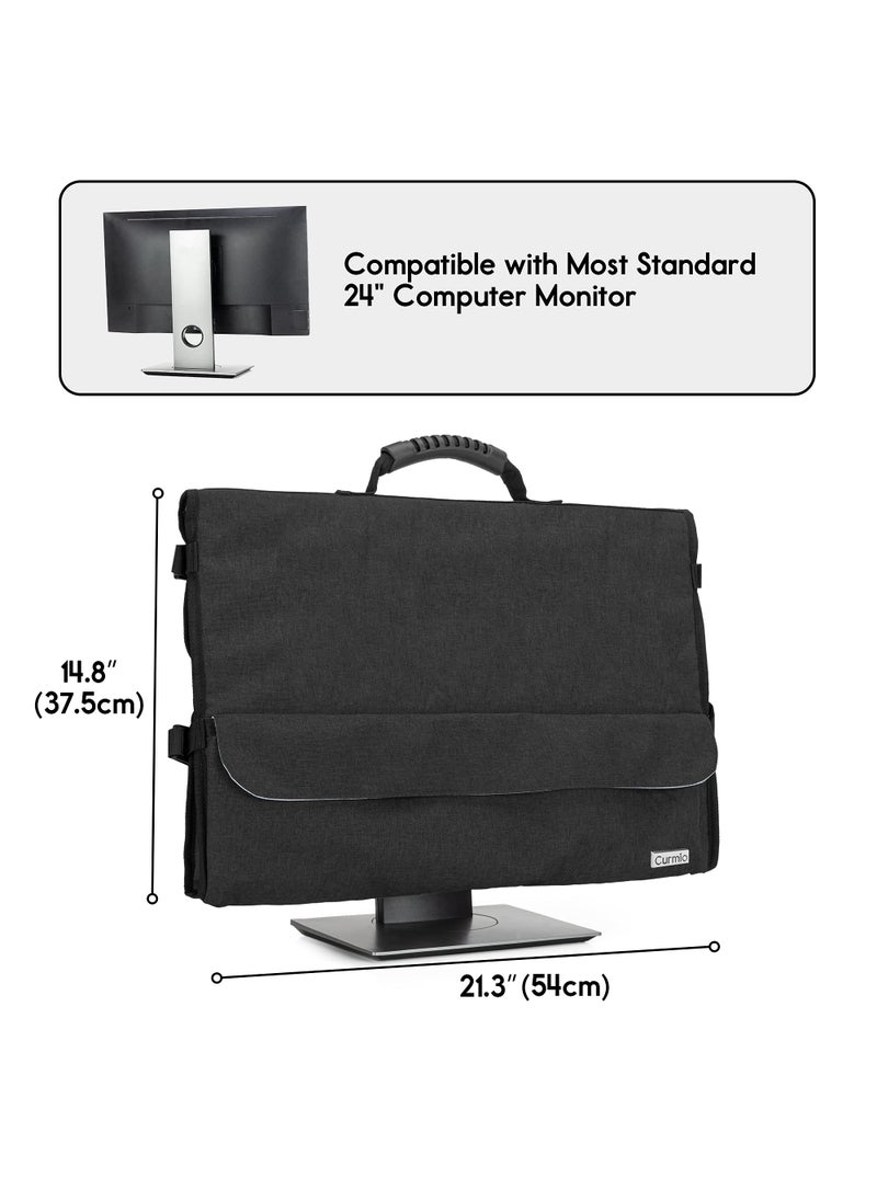 CURMIO CURMIO 24 Inch Monitor Carrying Case, Universal 24" Computer Monitor Bag with Rubber Handle and Pockets, Black (Patented Pending)  - Image 5