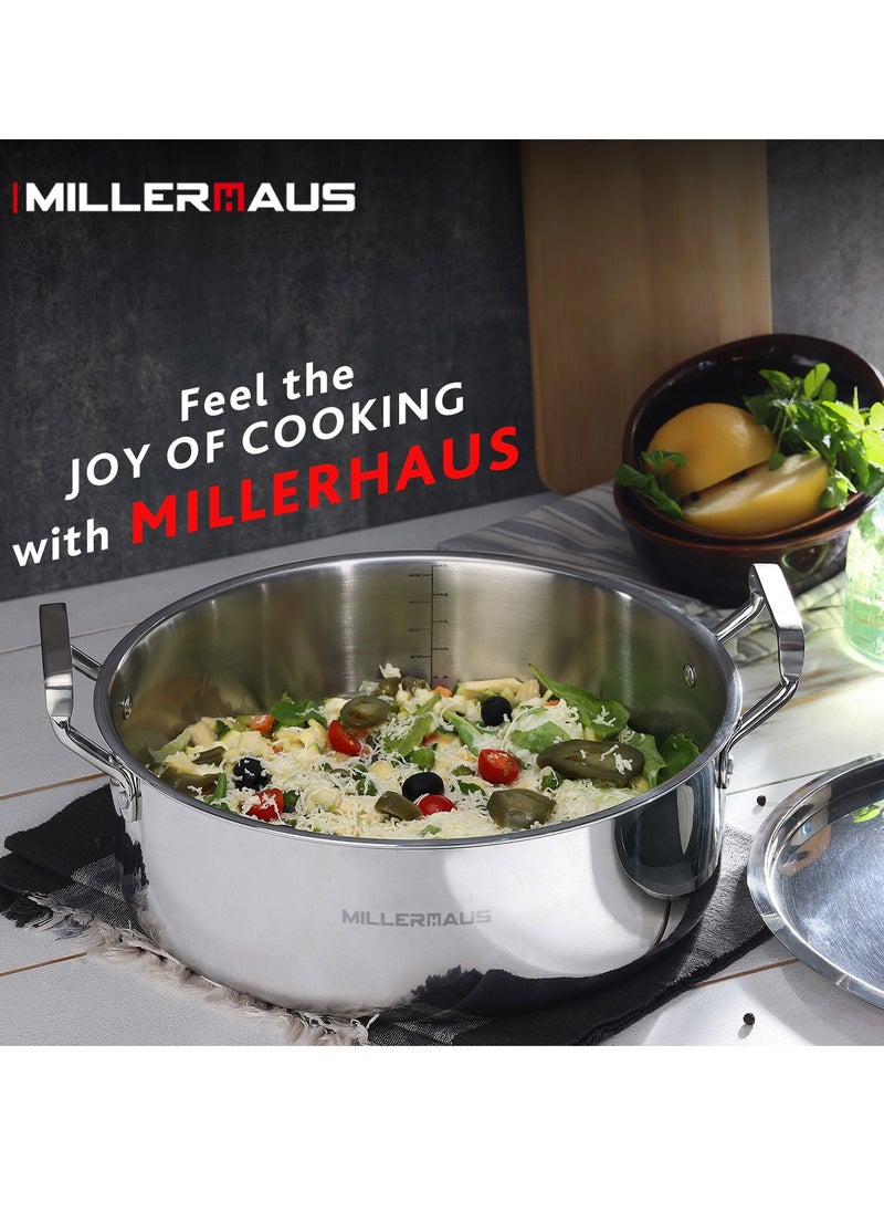 MILLERHAUS - Millerhaus Triply Biryani Pot With S/S Lid 32Cm , Non-Reactive Cooking Surface Tri-ply stainless steel - Image 1