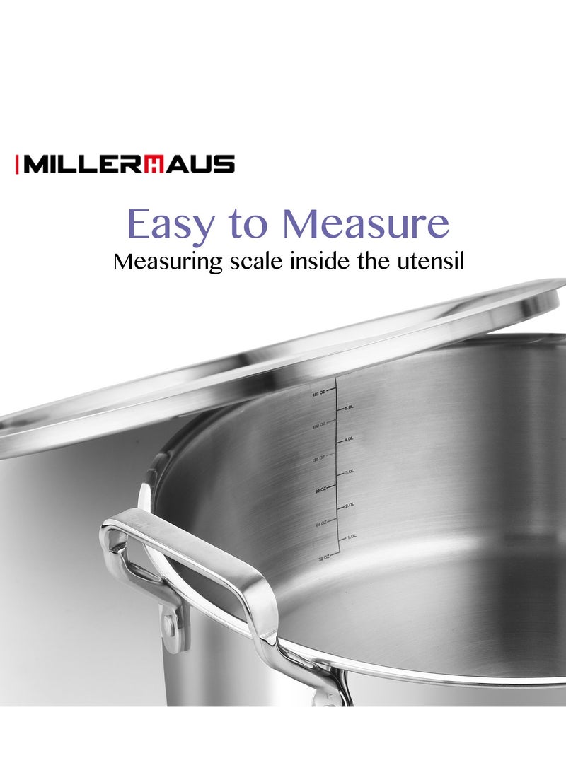 MILLERHAUS - Millerhaus Triply Biryani Pot With S/S Lid 32Cm , Non-Reactive Cooking Surface Tri-ply stainless steel - Image 1