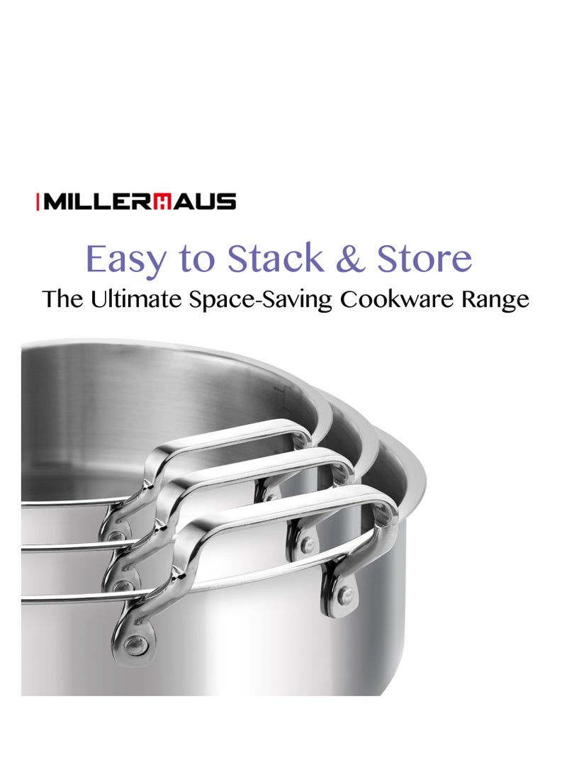 MILLERHAUS - Millerhaus Triply Biryani Pot With S/S Lid 32Cm , Non-Reactive Cooking Surface Tri-ply stainless steel - Image 1
