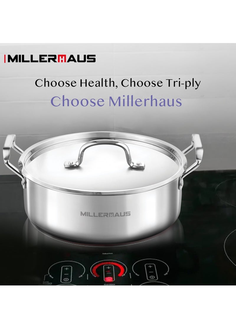 MILLERHAUS - Millerhaus Triply Biryani Pot With S/S Lid 32Cm , Non-Reactive Cooking Surface Tri-ply stainless steel - Image 1