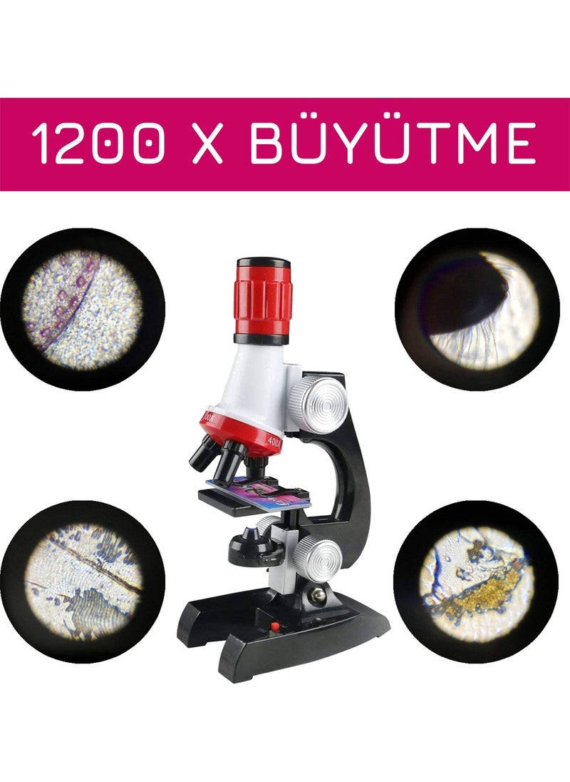 Upway Science Microscope Set LED Light 100X 400X 1200X Magnification 12 Pieces Educational Samples Gift  - Image 3