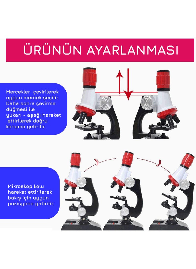 Upway Science Microscope Set LED Light 100X 400X 1200X Magnification 12 Pieces Educational Samples Gift  - Image 2