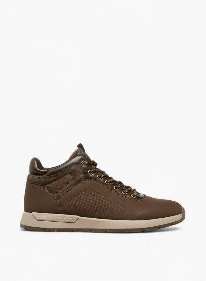 LBL by Shoexpress BROWN Panelled Lace-Up Ankle Boots  | Best Price UAE