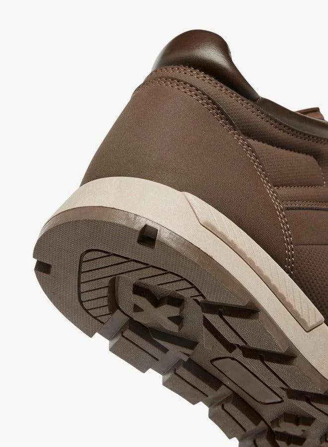 LBL by Shoexpress BROWN Panelled Lace-Up Ankle Boots  | Best Price UAE