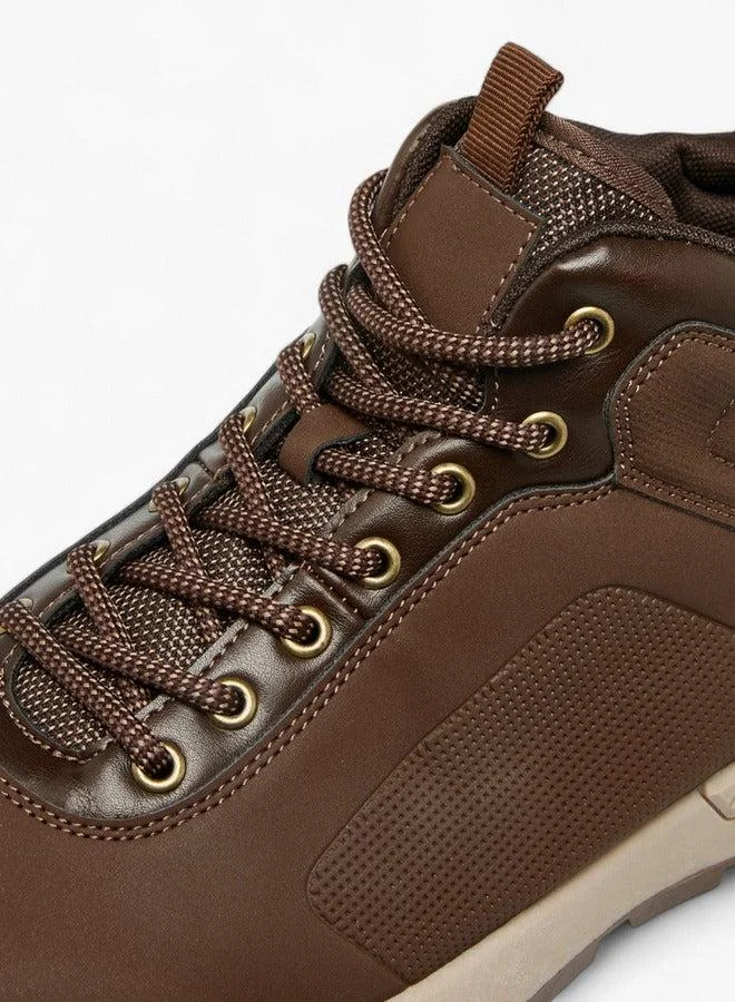 LBL by Shoexpress BROWN Panelled Lace-Up Ankle Boots  | Best Price UAE