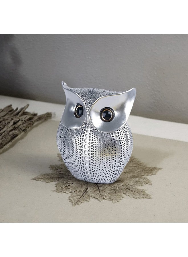 Xtore® Modern Classy Lucky Owl Resin Art Figure Showpiece (Silver), 1 Piece - Image 1