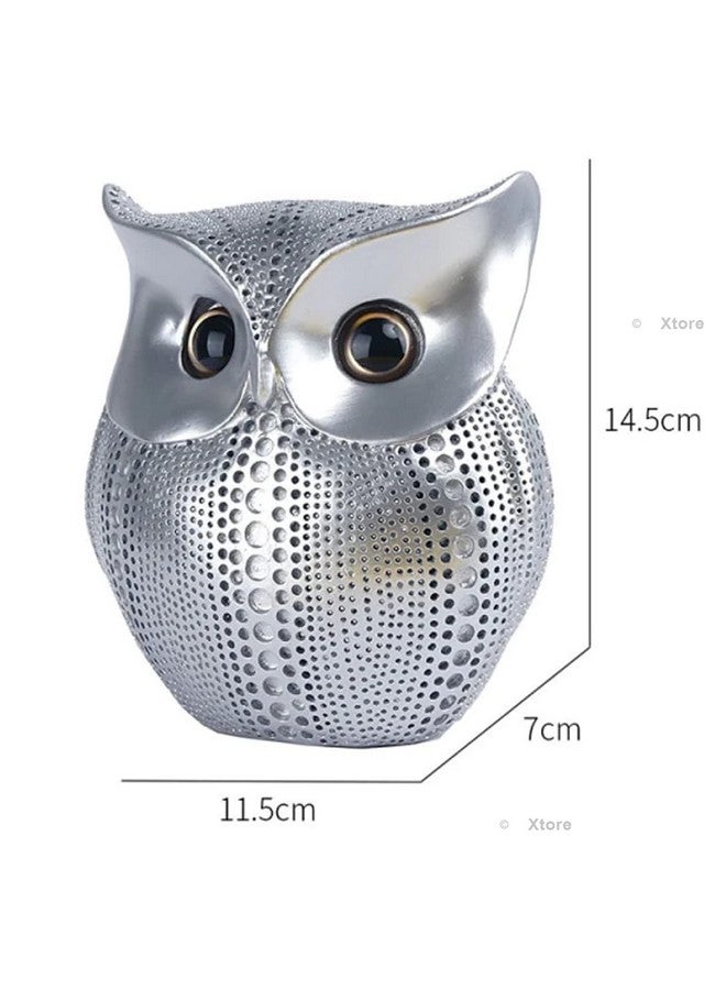 Xtore® Modern Classy Lucky Owl Resin Art Figure Showpiece (Silver), 1 Piece - Image 4