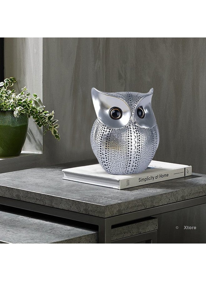 Xtore® Modern Classy Lucky Owl Resin Art Figure Showpiece (Silver), 1 Piece - Image 3