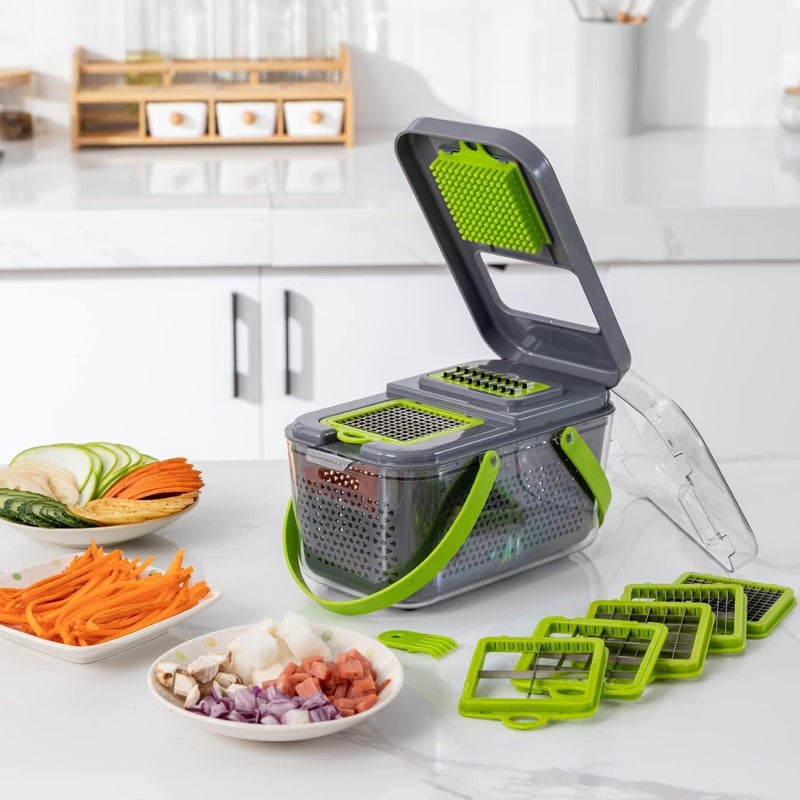 ALKAYAN 22 in 1 Multi-Purpose Vegetable Slicer, Professional Food Slicer with Bowl, L... - Image 1