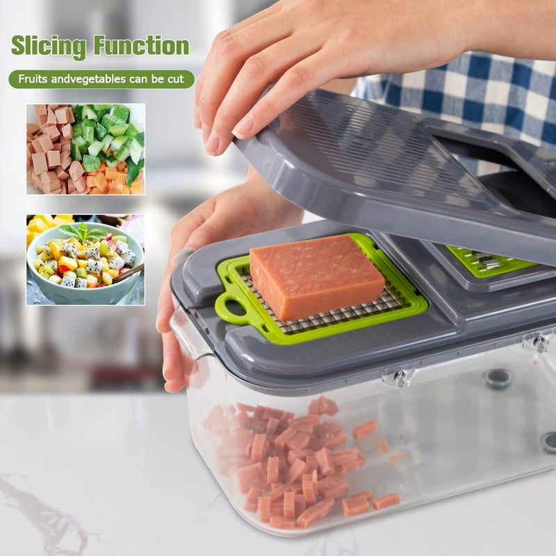 ALKAYAN 22 in 1 Multi-Purpose Vegetable Slicer, Professional Food Slicer with Bowl, L... - Image 2