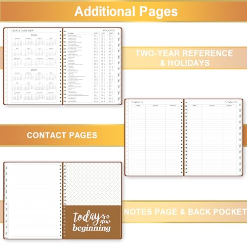 Indeme 2026 Planner - Jan 2026 - Dec 2026, 6.3" x 8.4", 2026 Planner Weekly and Monthly with Hardcover, Brown, 12 Monthly Tabs, Elastic Closure - Image 5