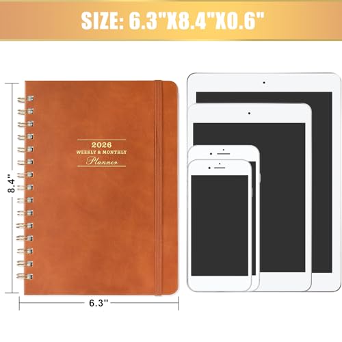 Indeme 2026 Planner - Jan 2026 - Dec 2026, 6.3" x 8.4", 2026 Planner Weekly and Monthly with Hardcover, Brown, 12 Monthly Tabs, Elastic Closure - Image 2