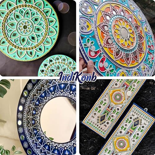 INDIKONB Mirrors for Craft Work |Craft Mirror for Lippan Art - Set of Different Shapes, Silver Glass Mirrors - Image 5