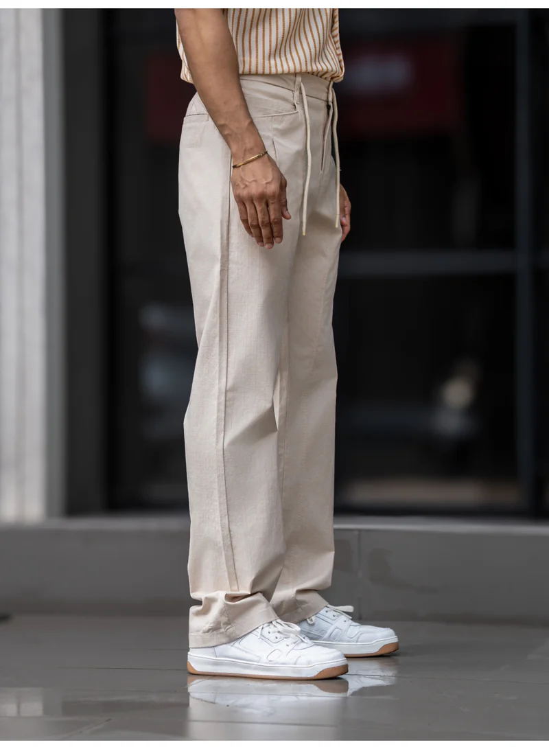 Maniac Maniac Mens Solid Khaki Cotton Trackpant