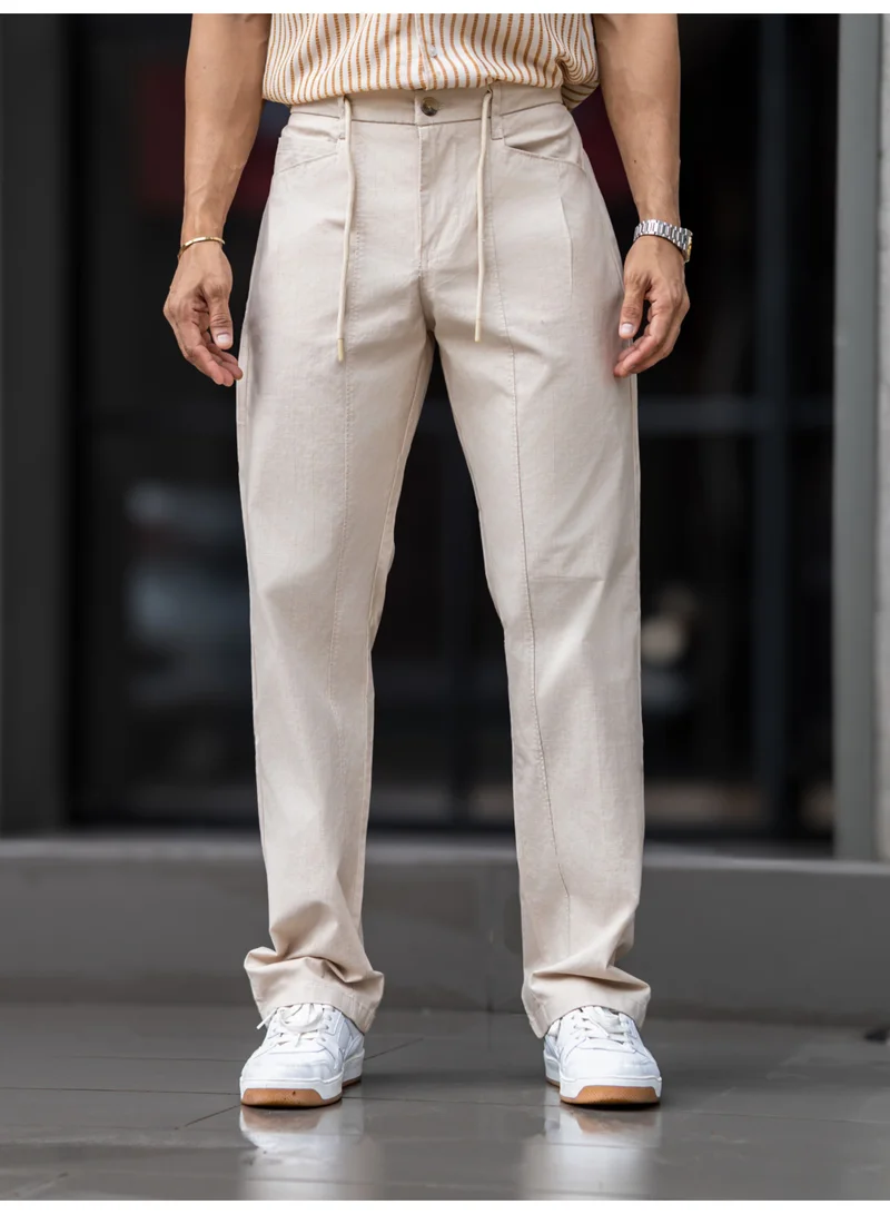 Maniac Maniac Mens Solid Khaki Cotton Trackpant