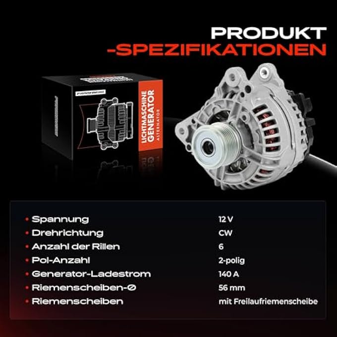Frankberg Alternator Generator 140A Compatible with A1 8X1 8XK 2010-2015 A3 8P1 2003-2012 Altea 5P1 2004-2015 Leon 1P1 2005-2012 Fabia II 542012012 2012 0-201. 4 Replace# 06F903023F - Image 4